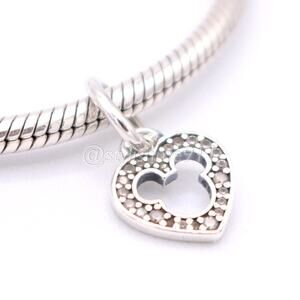 Authentic Pandora Disney Mickey Silhouette Heart Pendant - 791557CZ